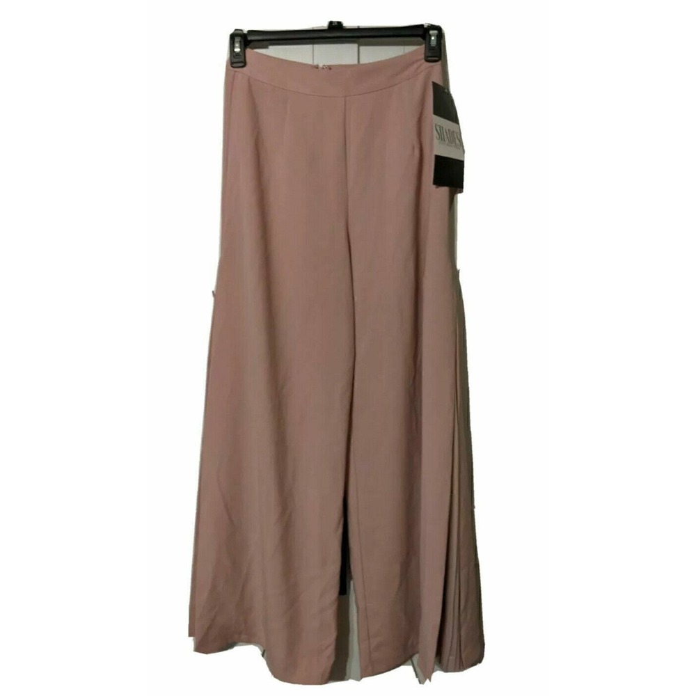 CQ by CQ Pink Flared Wide Leg Pants Sheer Pleated Flare Bell Bottom Shades New S